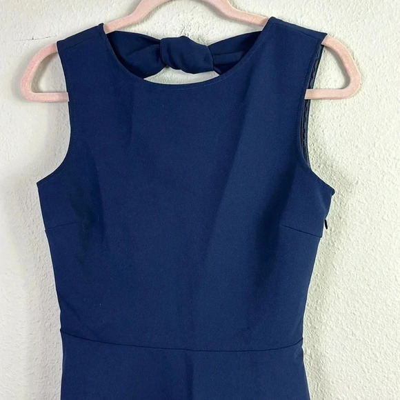 Zara Navy Blue Fit & Flare Mini Dress w/ a cutout bow back design size small - Picture 2 of 11